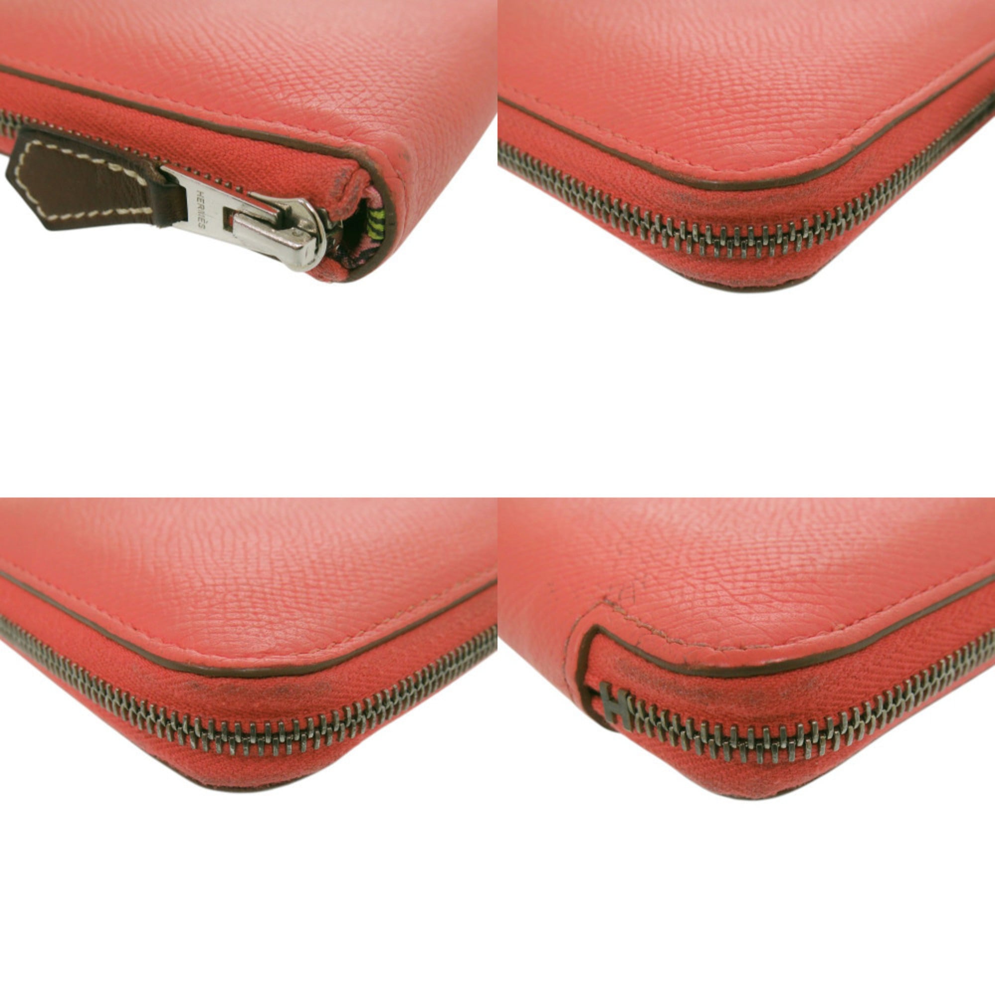 Hermes Rose Jaipur Epsom Leather Silk Coin Purse/Coin Case (Pre-Owned)