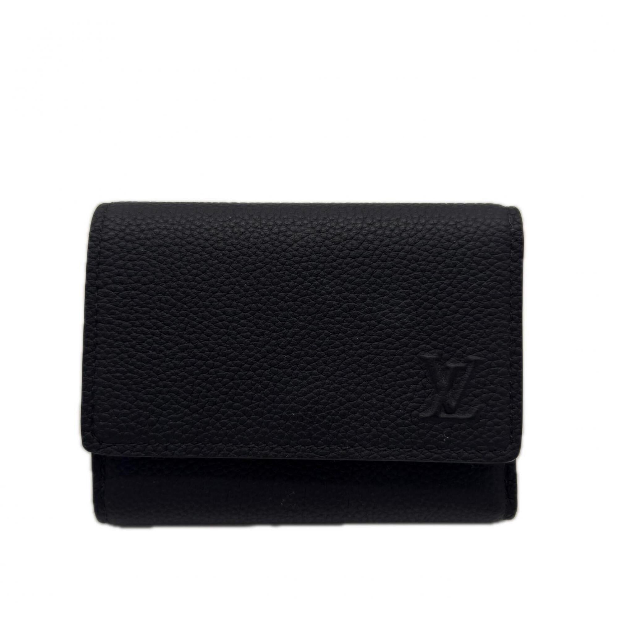 Louis Vuitton Black Noir Leather Wallet (Tri-Fold) (Pre-Owned)