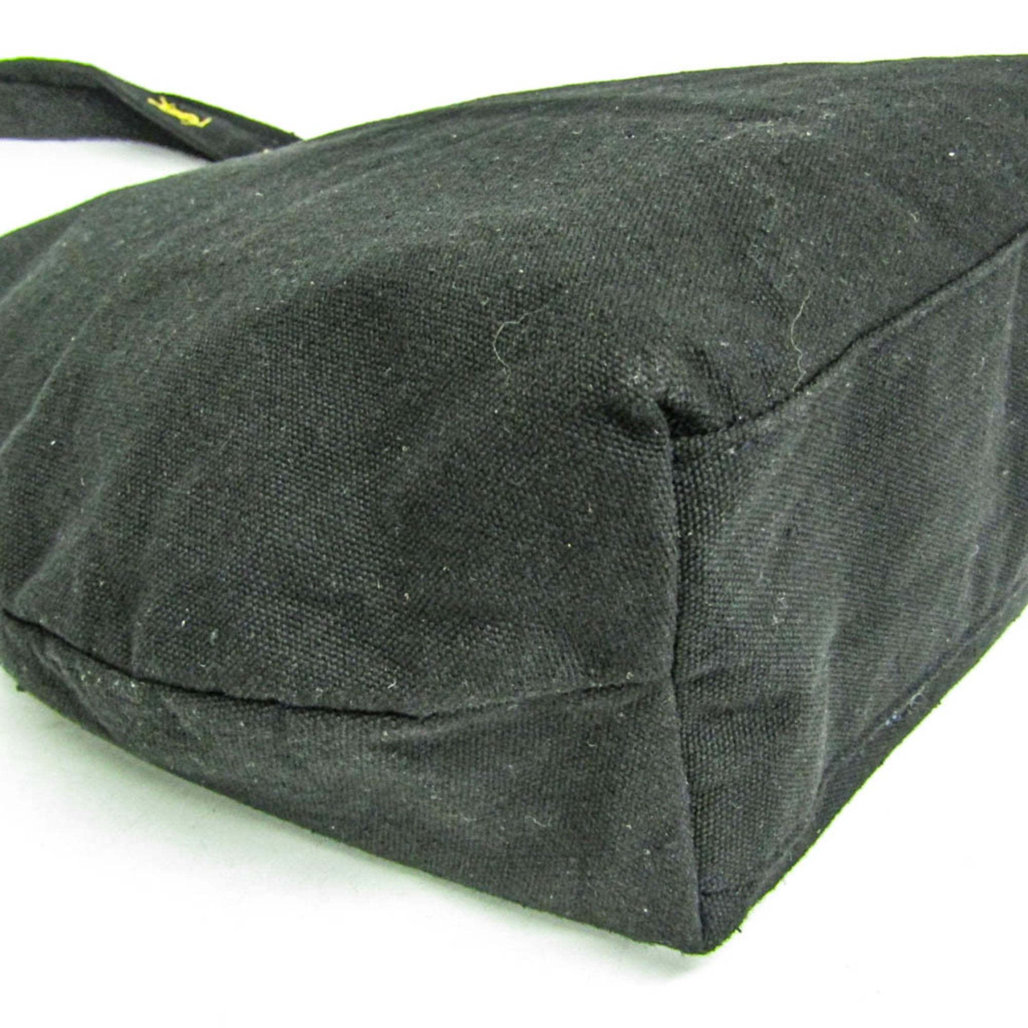Yves Saint Laurent Black Canvas Handbag Tote Bag (Pre-Owned)