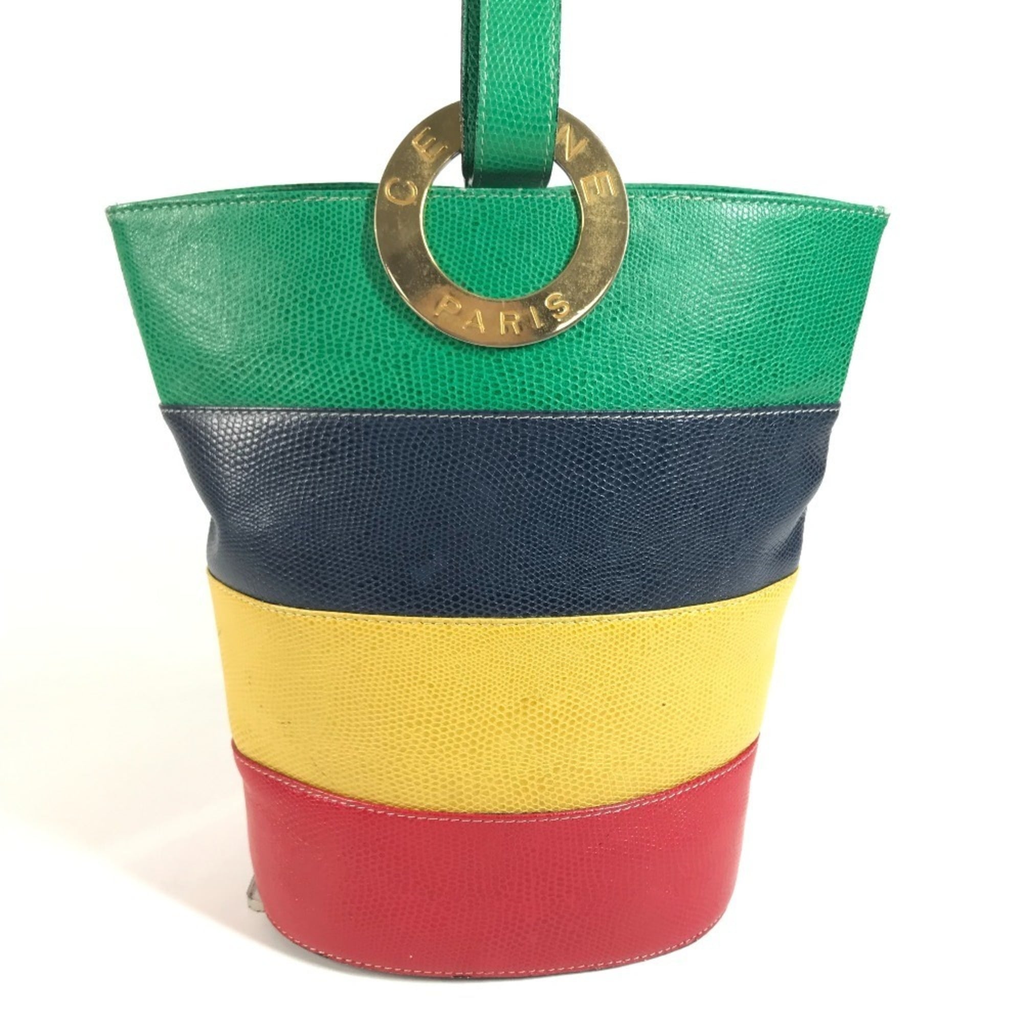 Celine Blue Green Red Color Yellow Leather Shoulder Bag (Pre-Owned)