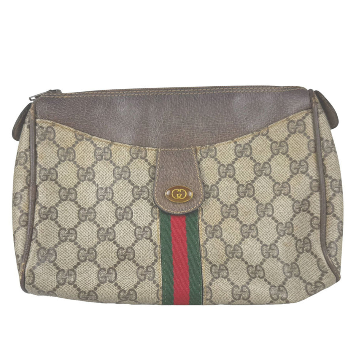 Gucci Brown Gg Supreme Clutch Bag (Pre-Owned)