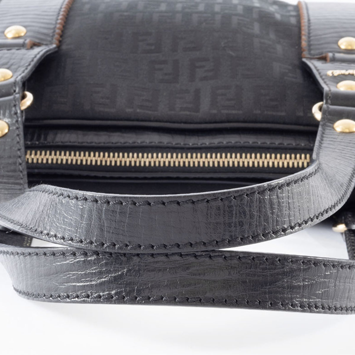 Fendi Zucca Black Canvas Leather Handbag (Pre-Owned)