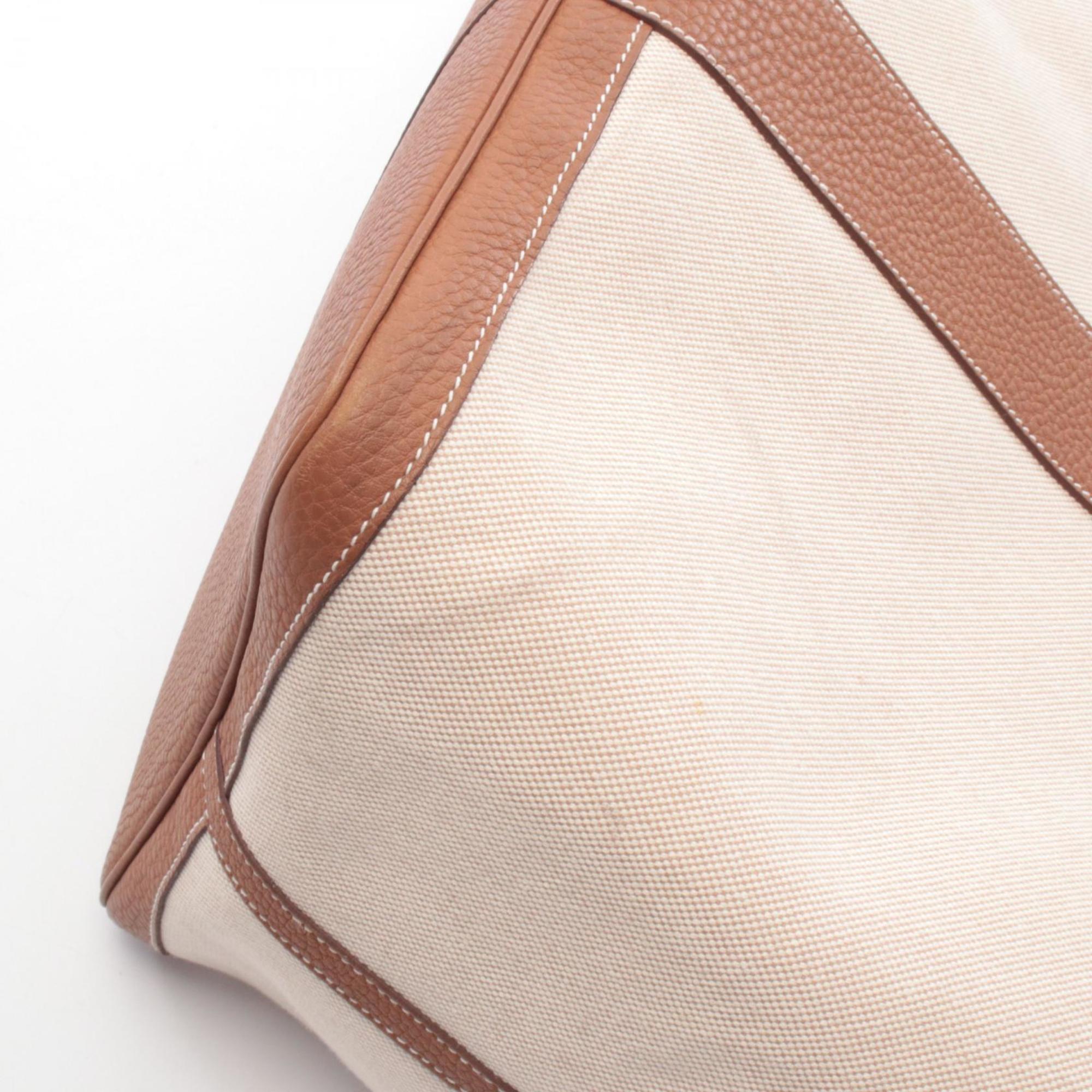 Hermes Brown Ecru Ivory Canvas Toile H Tote Bag (Pre-Owned)