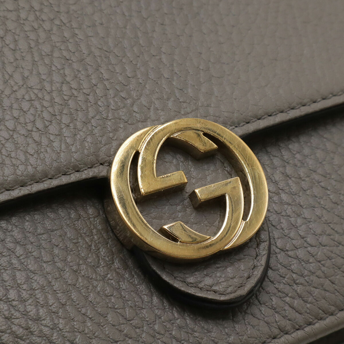 Gucci Gray Leather Chain/Shoulder Wallet (Pre-Owned)