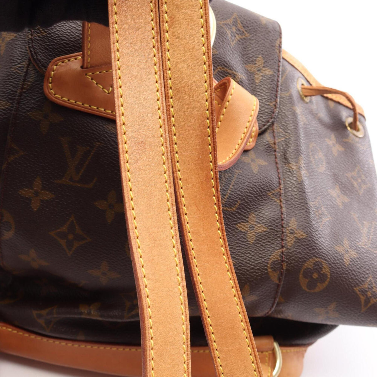 Louis Vuitton Brown Monogram Coated Canvas Leather Backpack Handbag (Pre-Owned)