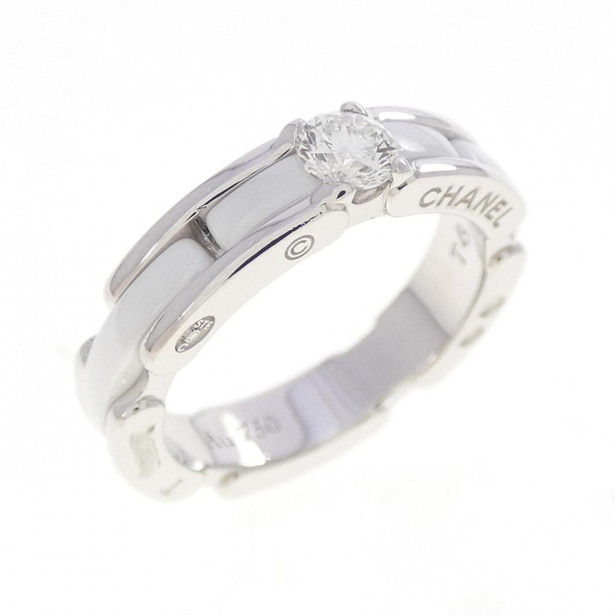 Chanel White Gold (18K) Ceramic Band Ring (Pre-Owned)