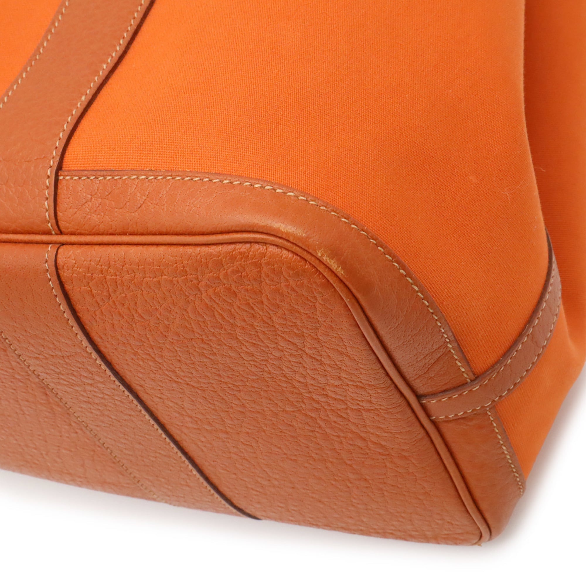 Hermes Garden Potiron Toile Officier Buffalo Leather Handbag Tote Bag (Pre-Owned)