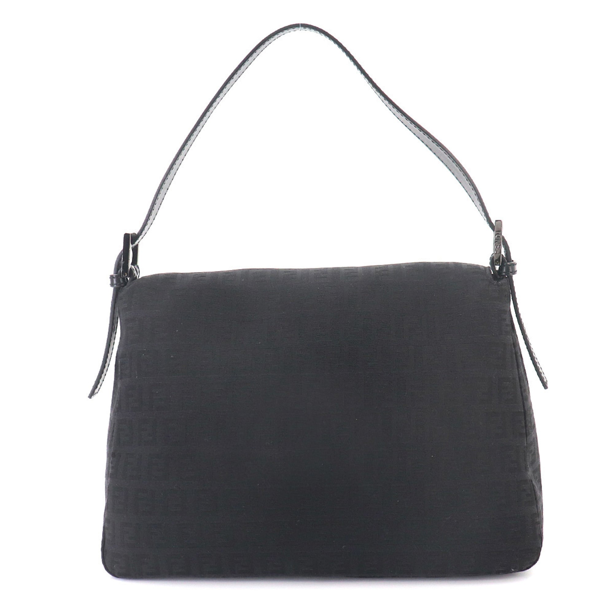 Fendi Black Canvas Leather Baguette Bag Handbag Shoulder Bag (Pre-Owned)
