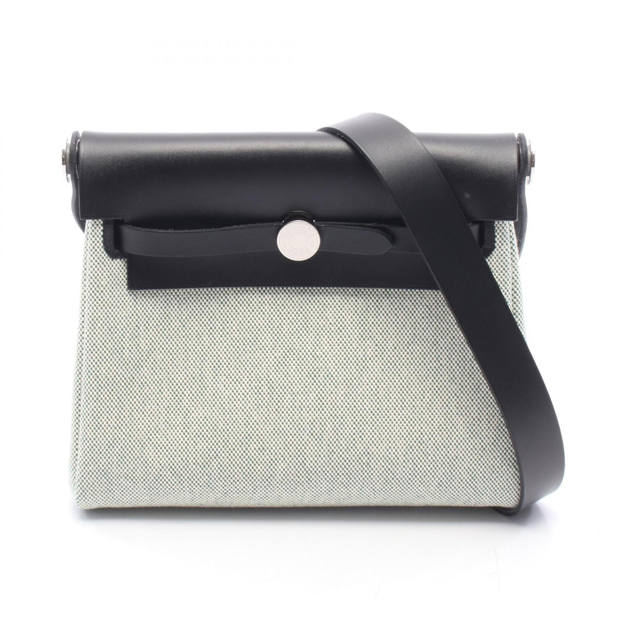 Hermes Black Green White Toile H Handbag Shoulder Bag (Pre-Owned)