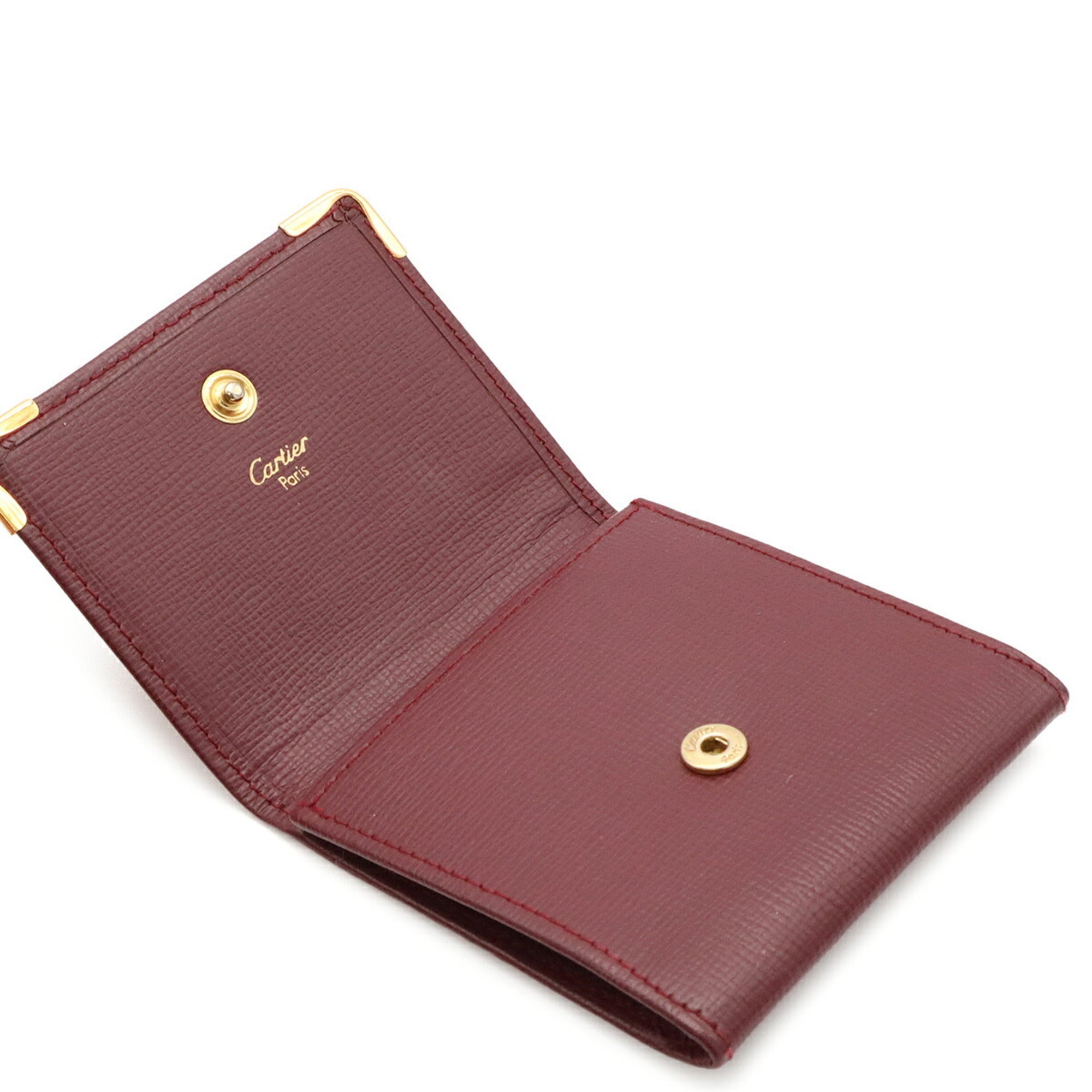 Cartier Bordeaux Leather Coin Purse/Coin Case (Pre-Owned)