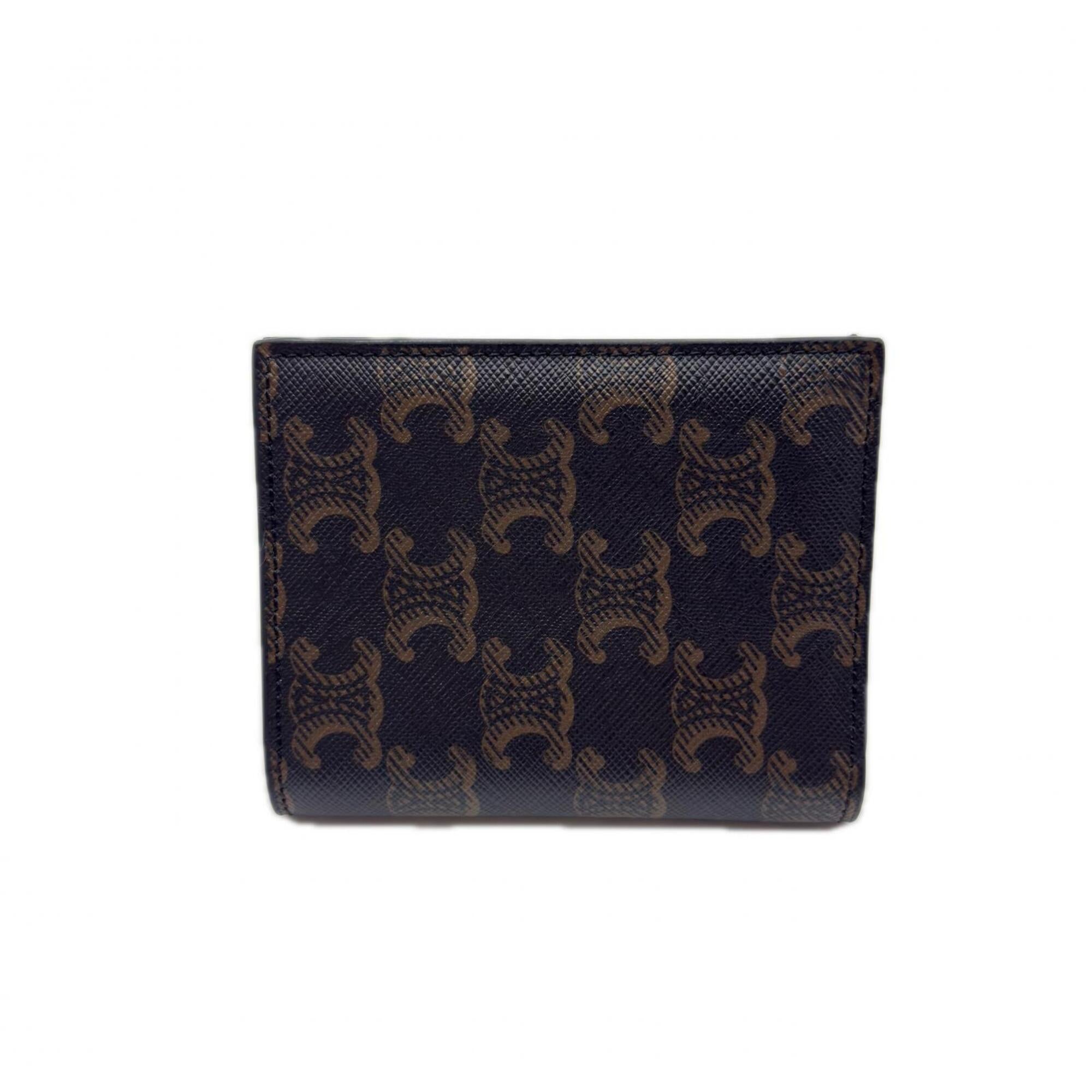 Celine Black Brown Coated Canvas Leather Wallet (Bi-Fold) (Pre-Owned)