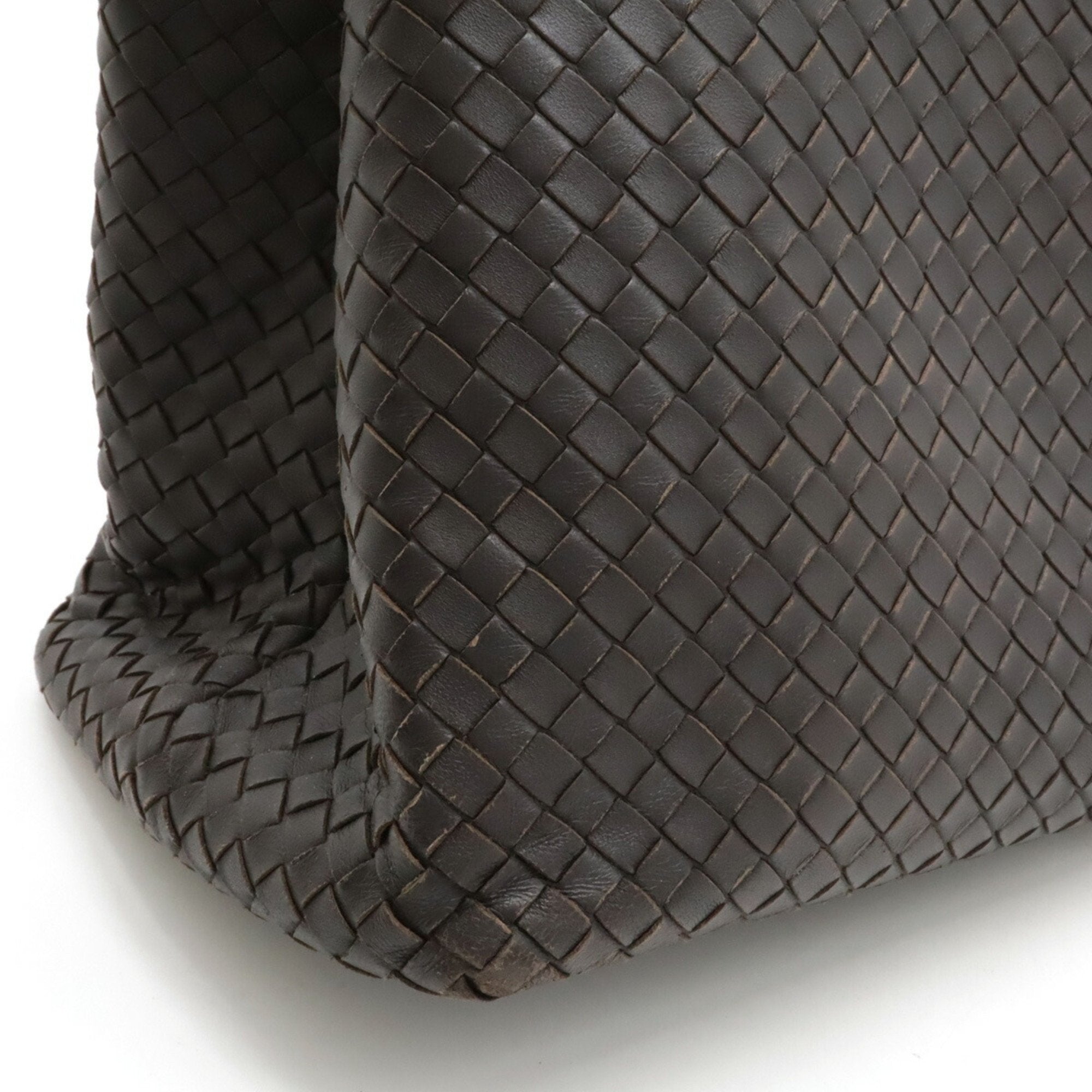 Bottega Veneta Intrecciato Dark Brown Leather Handbag Tote Bag (Pre-Owned)
