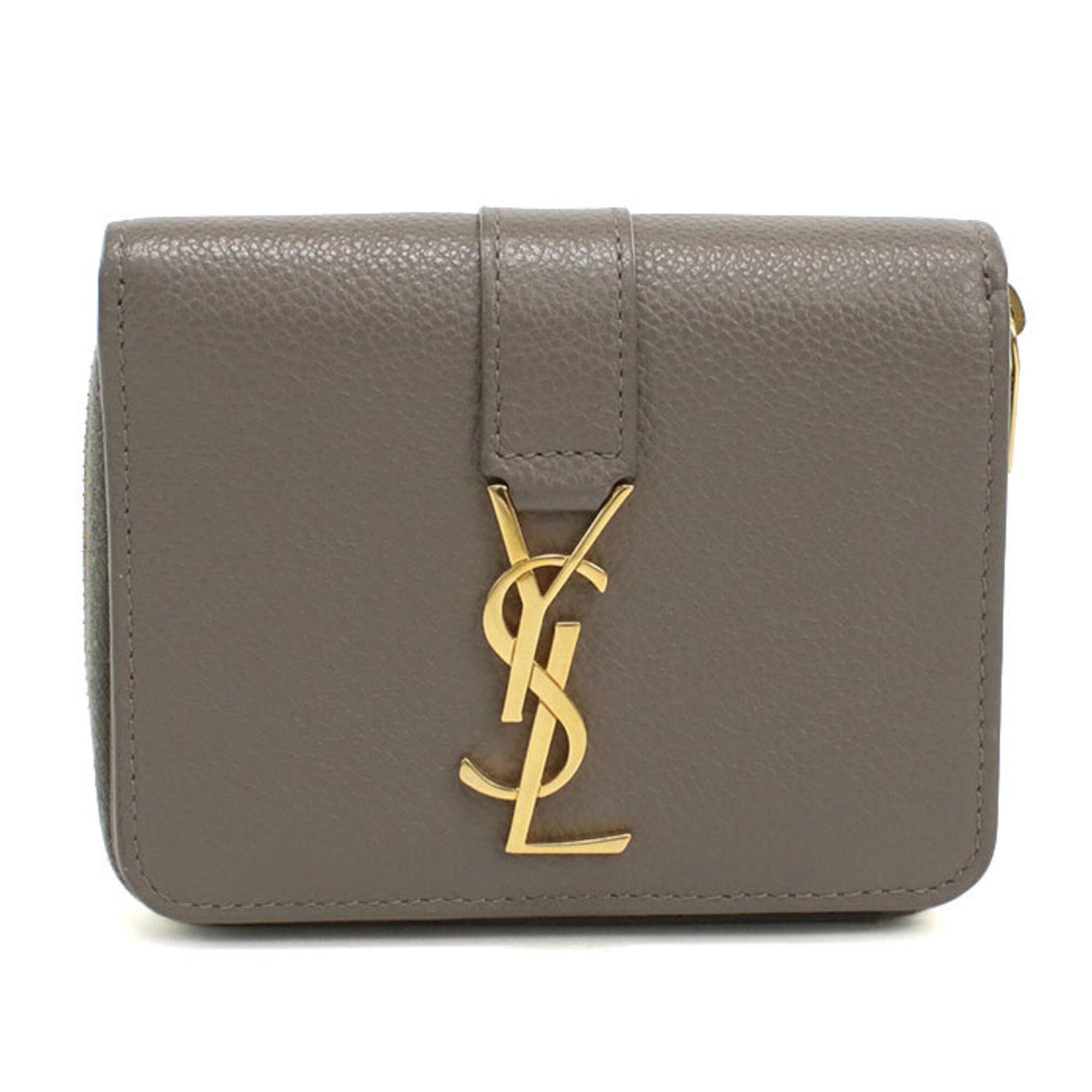 Saint Laurent Gray Leather Wallet (Bi-Fold) (Pre-Owned)