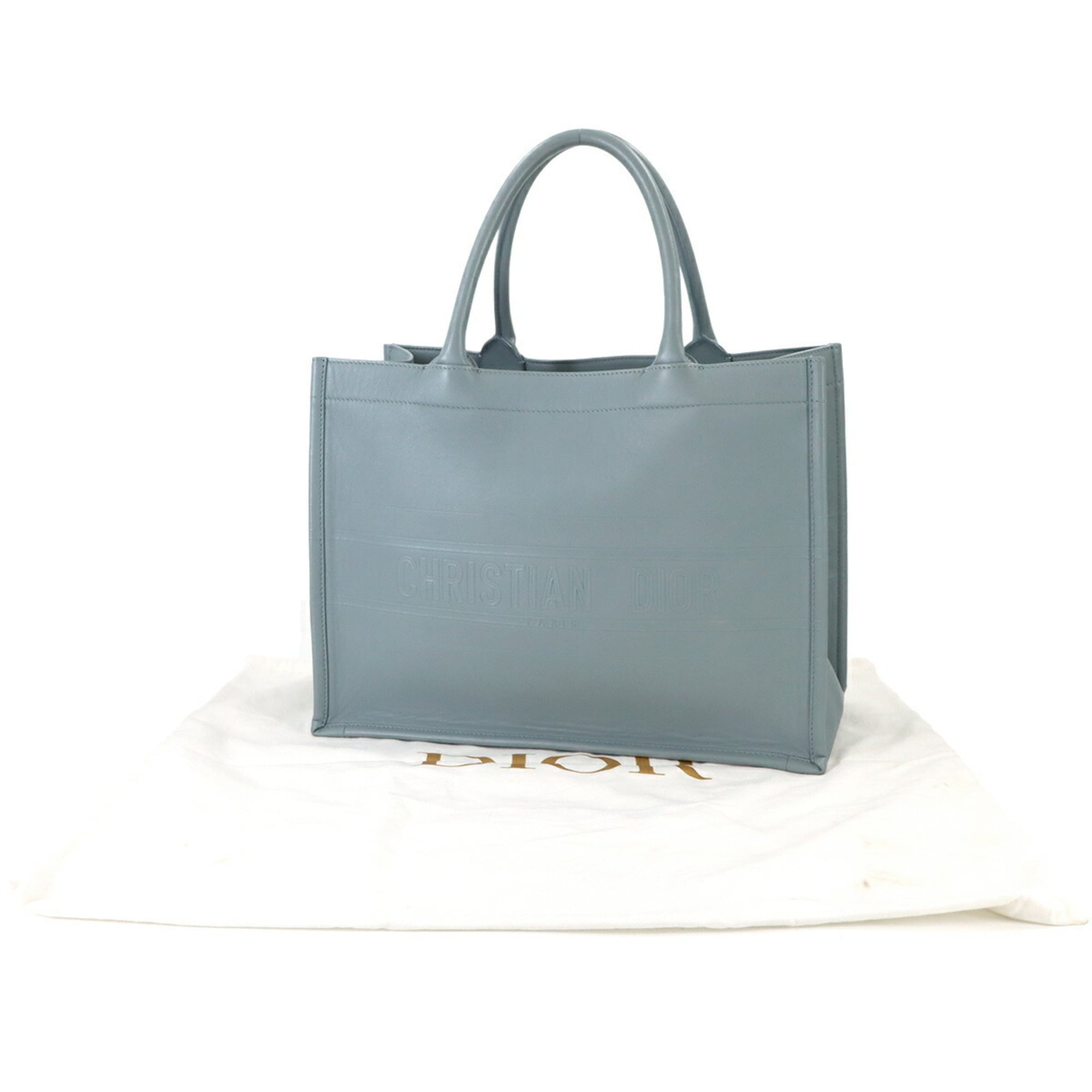 Christian Dior Gray Leather Handbag Tote Bag (Pre-Owned)