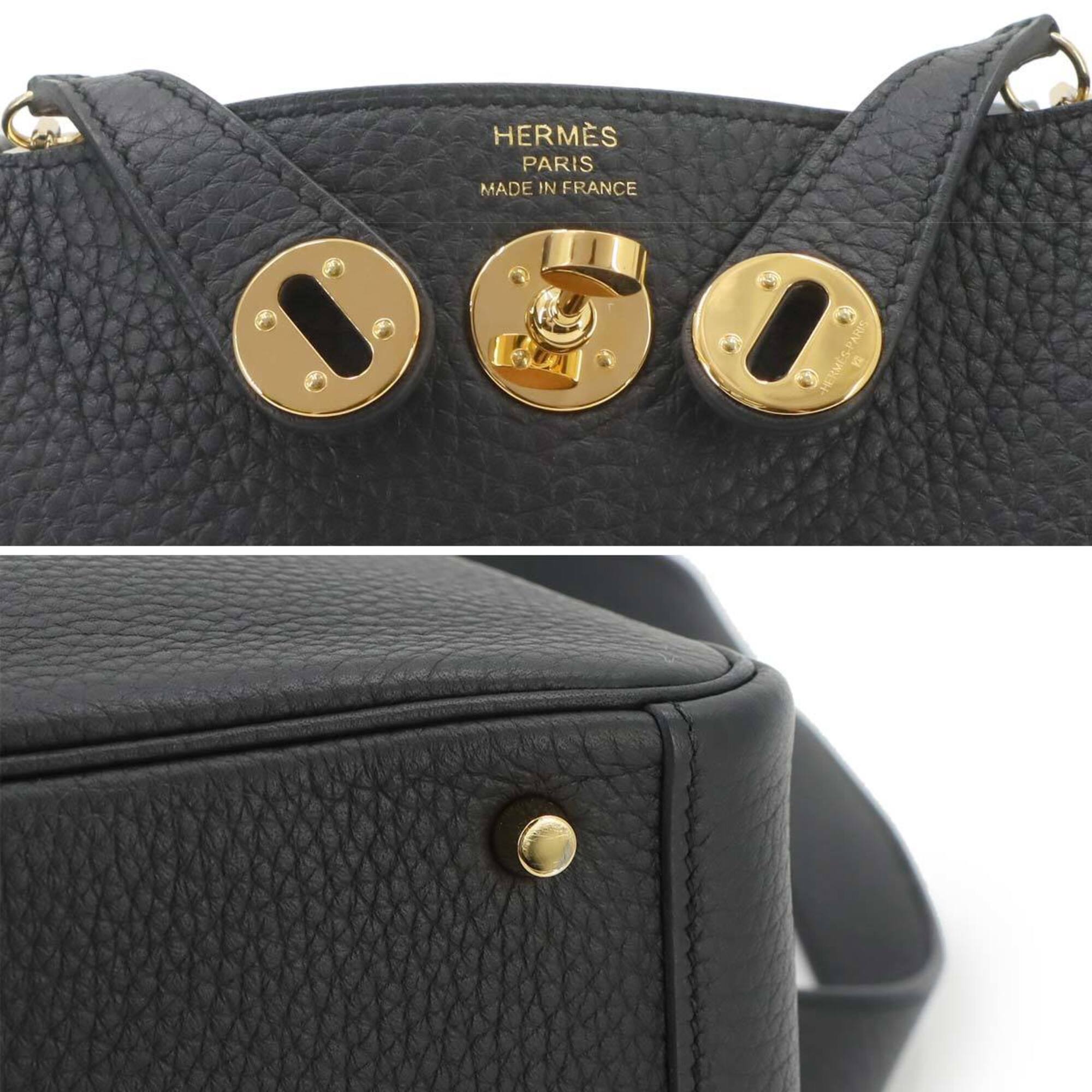 Hermes Black Taurillon Clemence Leather Handbag (Pre-Owned)