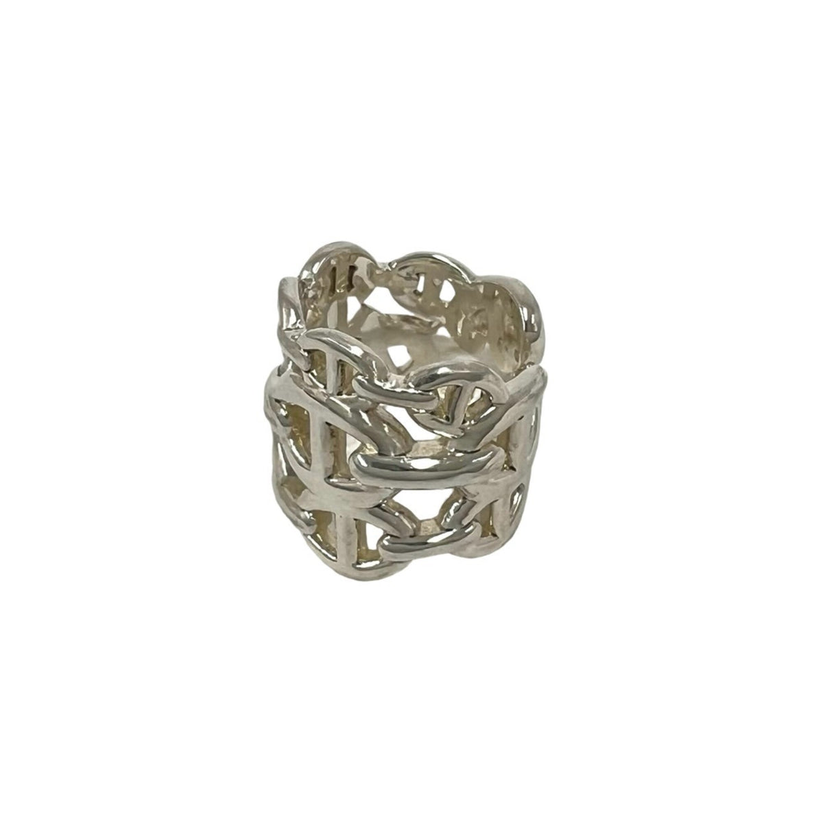 Hermes Silver Silver 925 Band Ring (Pre-Owned)