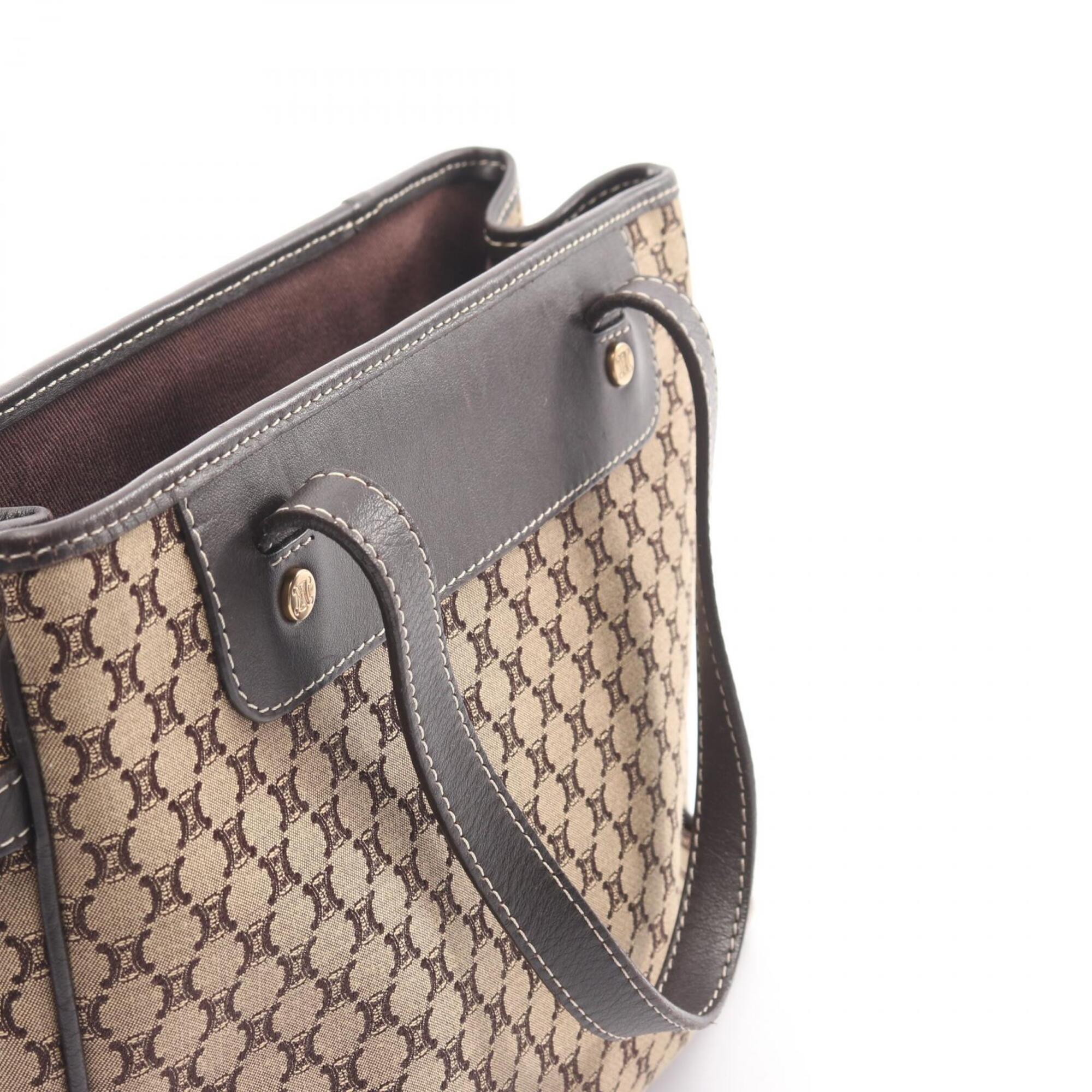 Celine Beige Brown Canvas Leather Handbag (Pre-Owned)