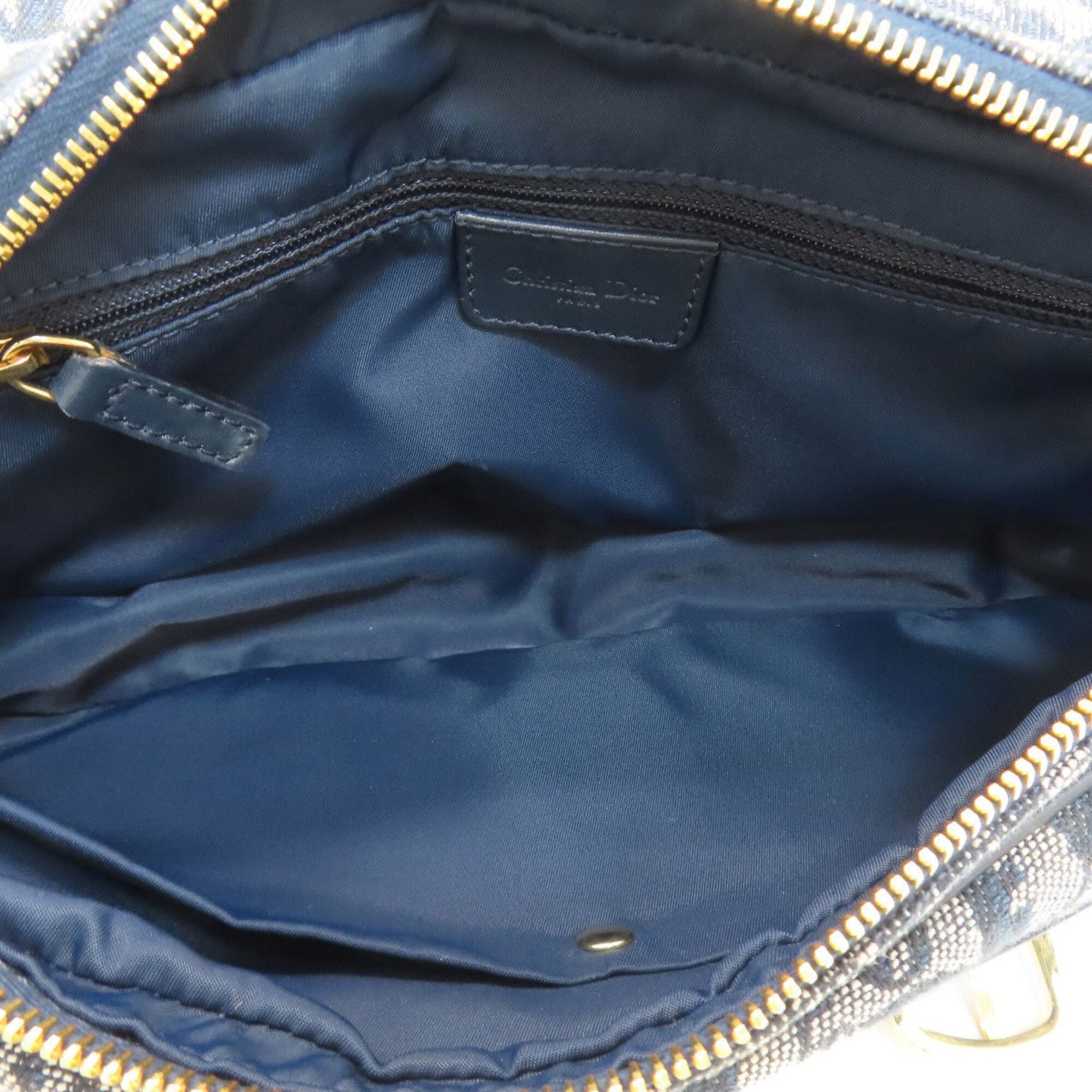 Christian Dior Trotter Navy Canvas Shoulder Bag (Pre-Owned)