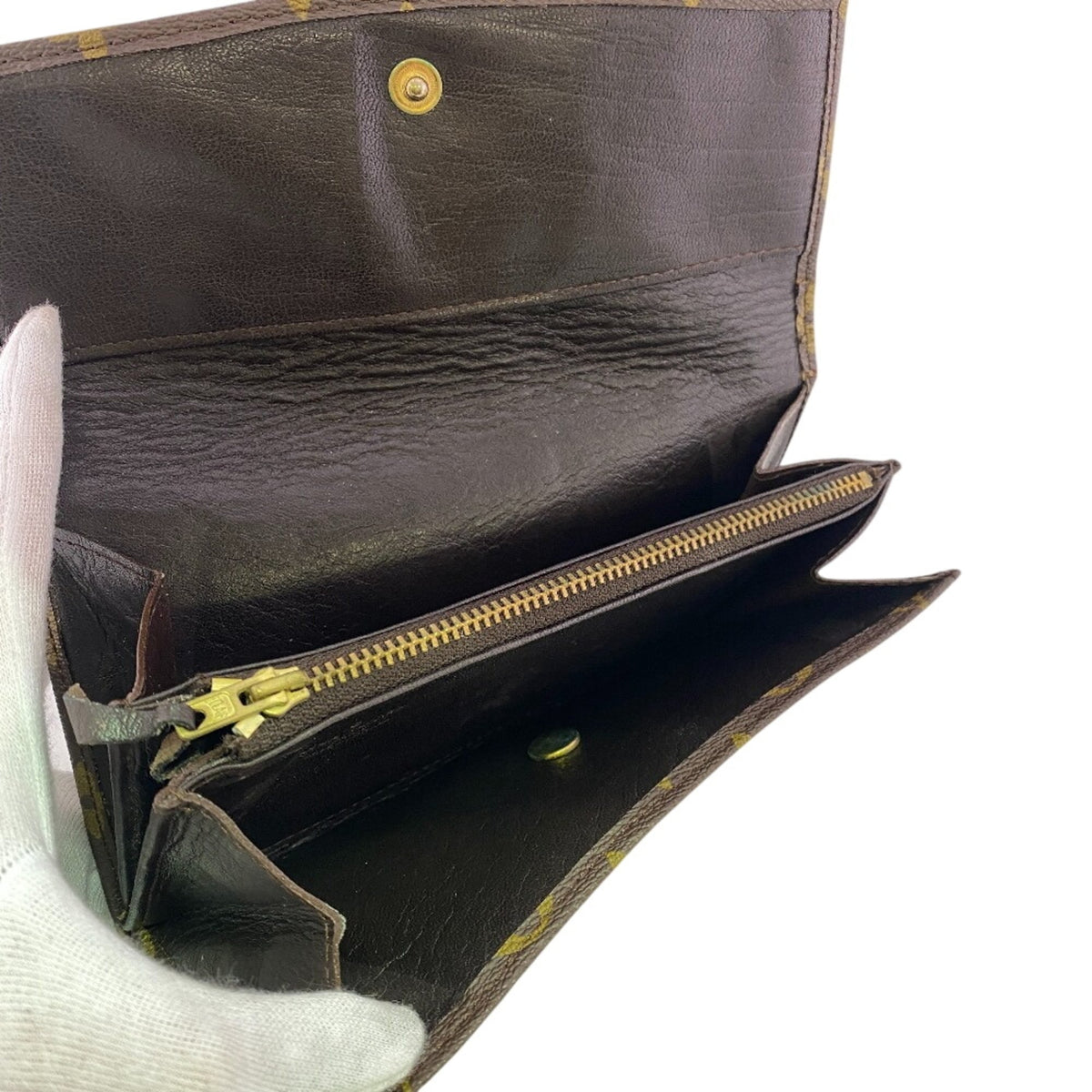 Louis Vuitton Brown Leather Long Wallet (Bi-Fold) (Pre-Owned)