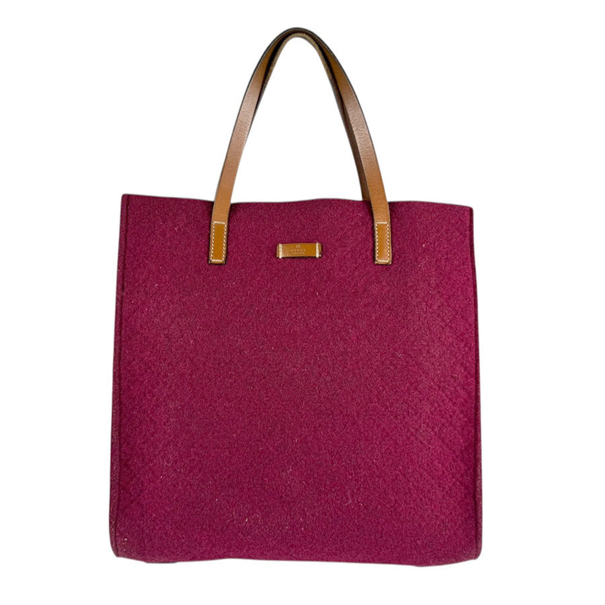 Gucci Bordeaux Brown Felt Leather Handbag (Pre-Owned)
