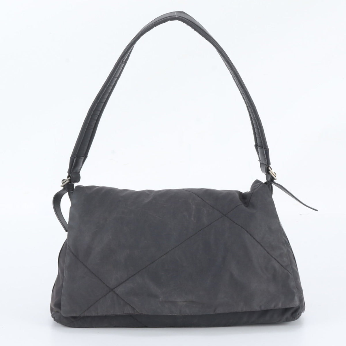Salvatore Ferragamo Black Leather Nylon Handbag Shoulder Bag Tote Bag (Pre-Owned)