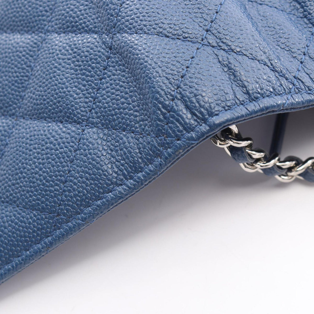 Chanel Blue Grained Calfskin Handbag Shoulder Bag (Pre-Owned)