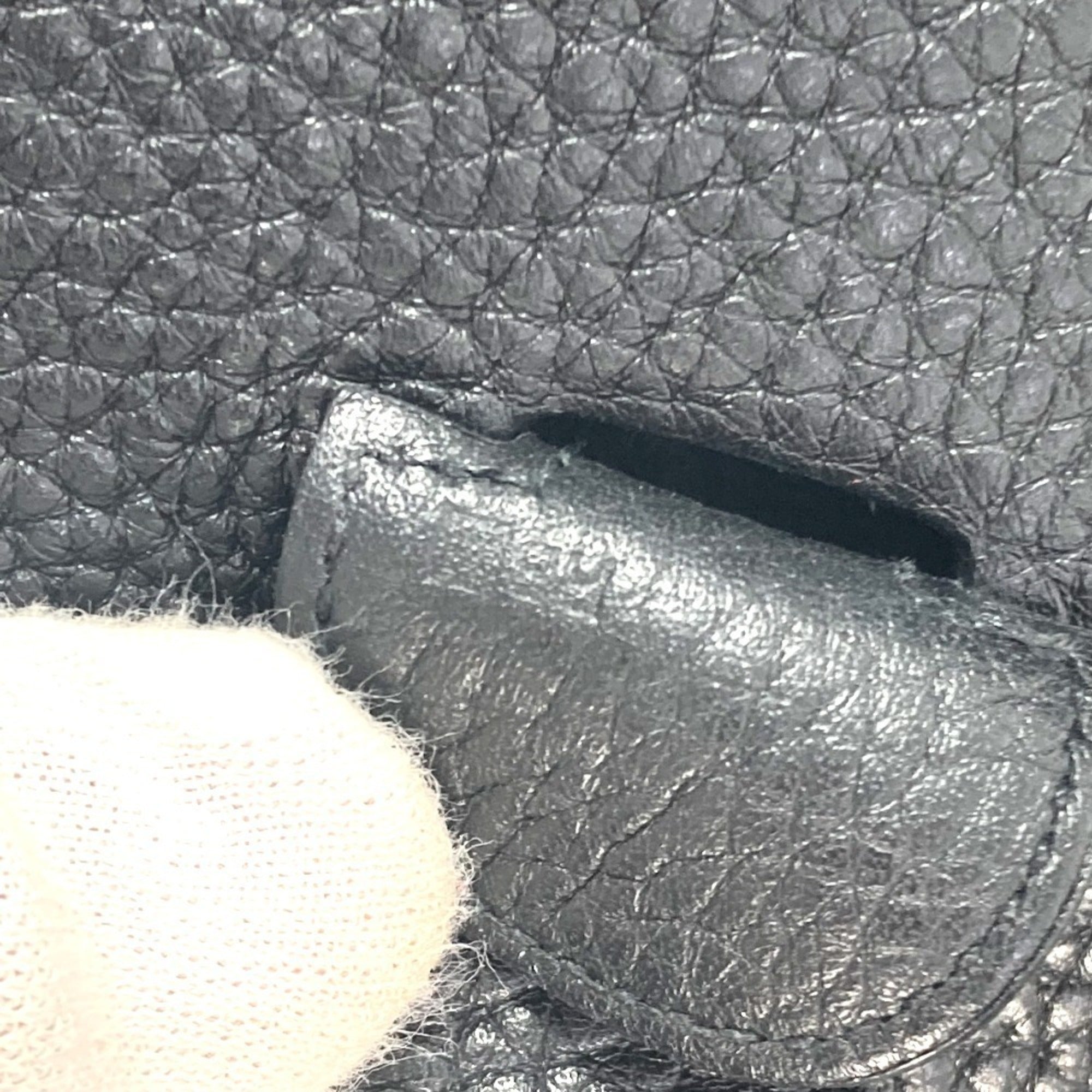 Hermes Black Taurillon Clemence Leather Shoulder Bag (Pre-Owned)