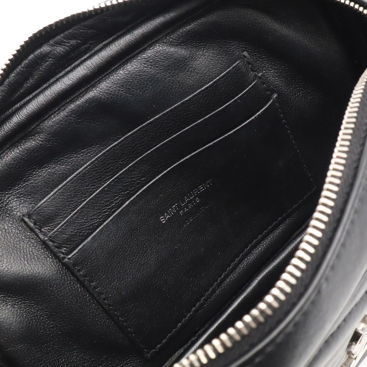 Yves Saint Laurent Black White Leather Shoulder Bag (Pre-Owned)