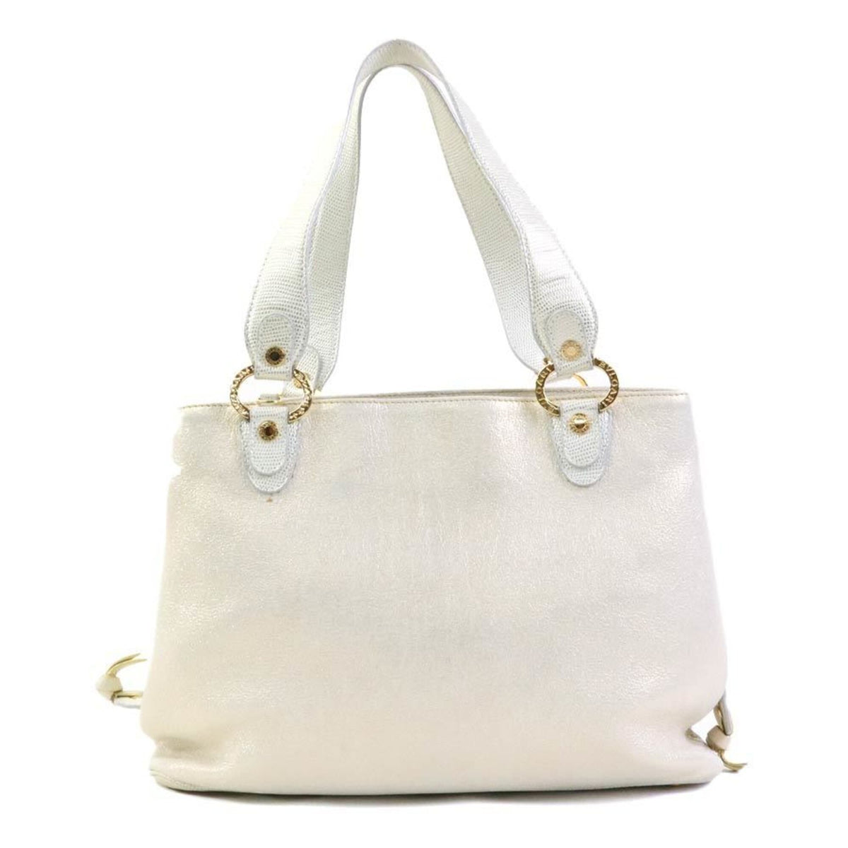 Bvlgari White Leather Handbag Shoulder Bag (Pre-Owned)
