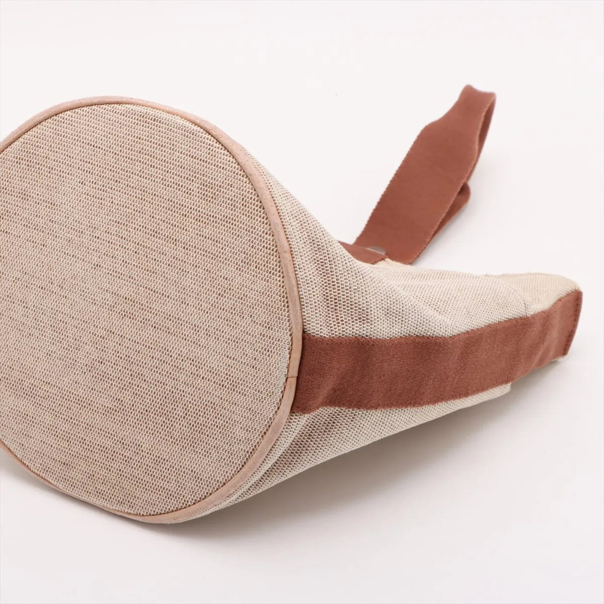 Hermes Beige Leather Canvas Handbag (Pre-Owned)