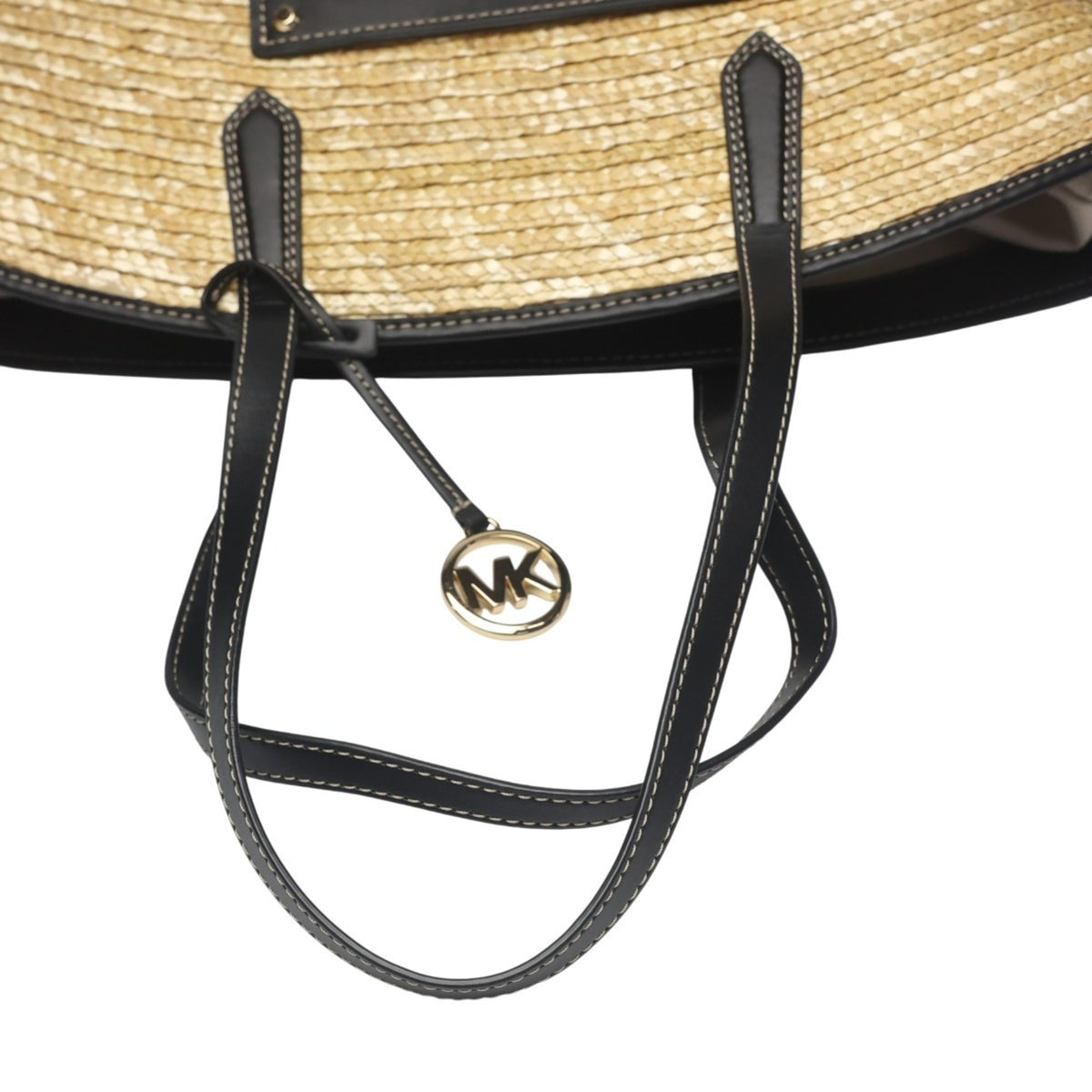 Michael Kors Black Ivory Canvas Leather Handbag (Pre-Owned)
