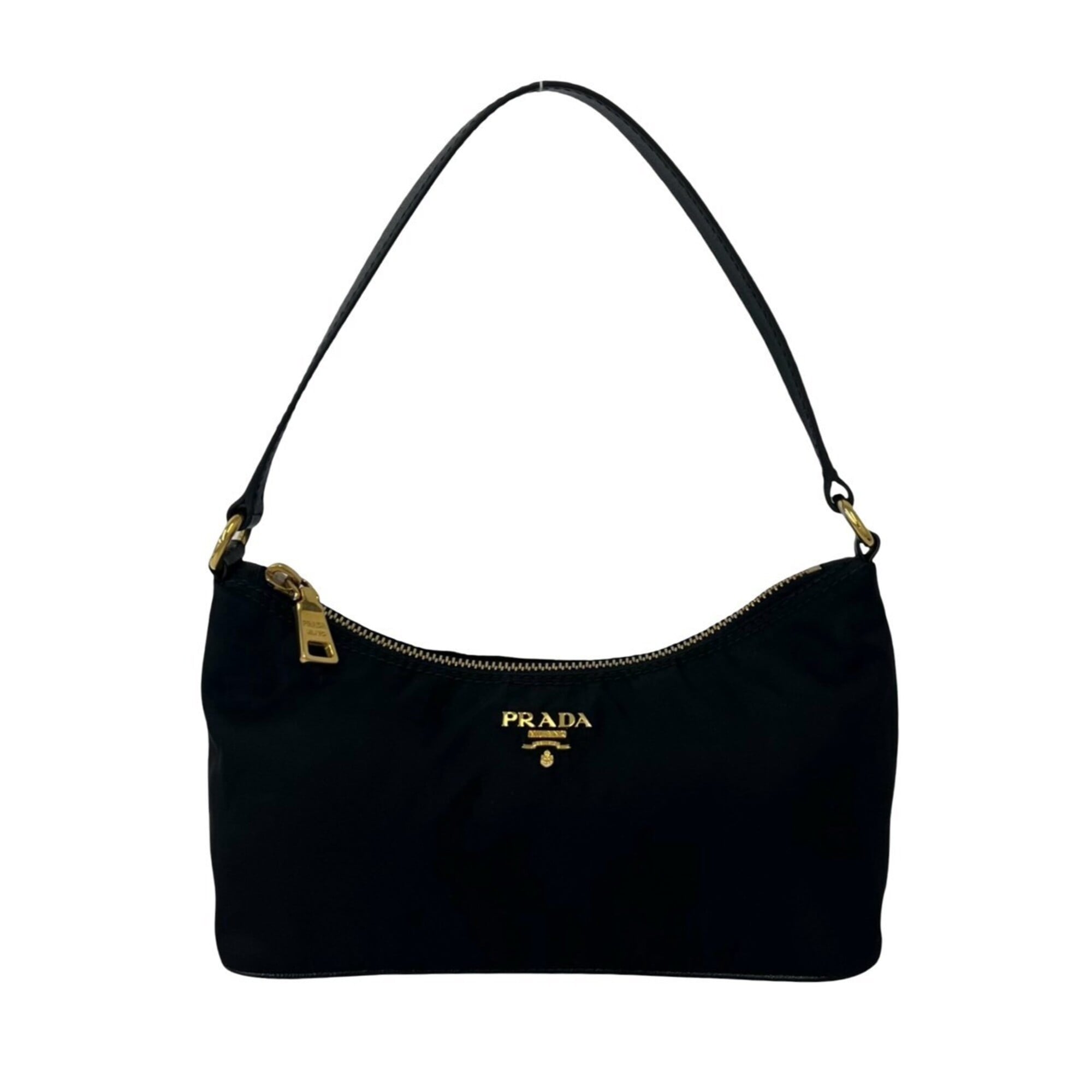 Prada Black Leather Nylon Handbag Pouch (Pre-Owned)