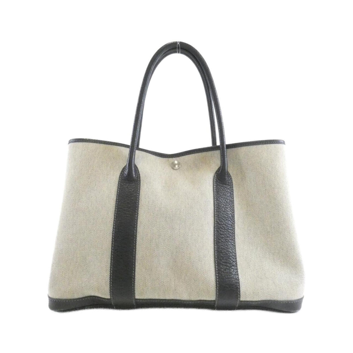 Hermes Black Toile H Buffle Skipper Leather Handbag (Pre-Owned)