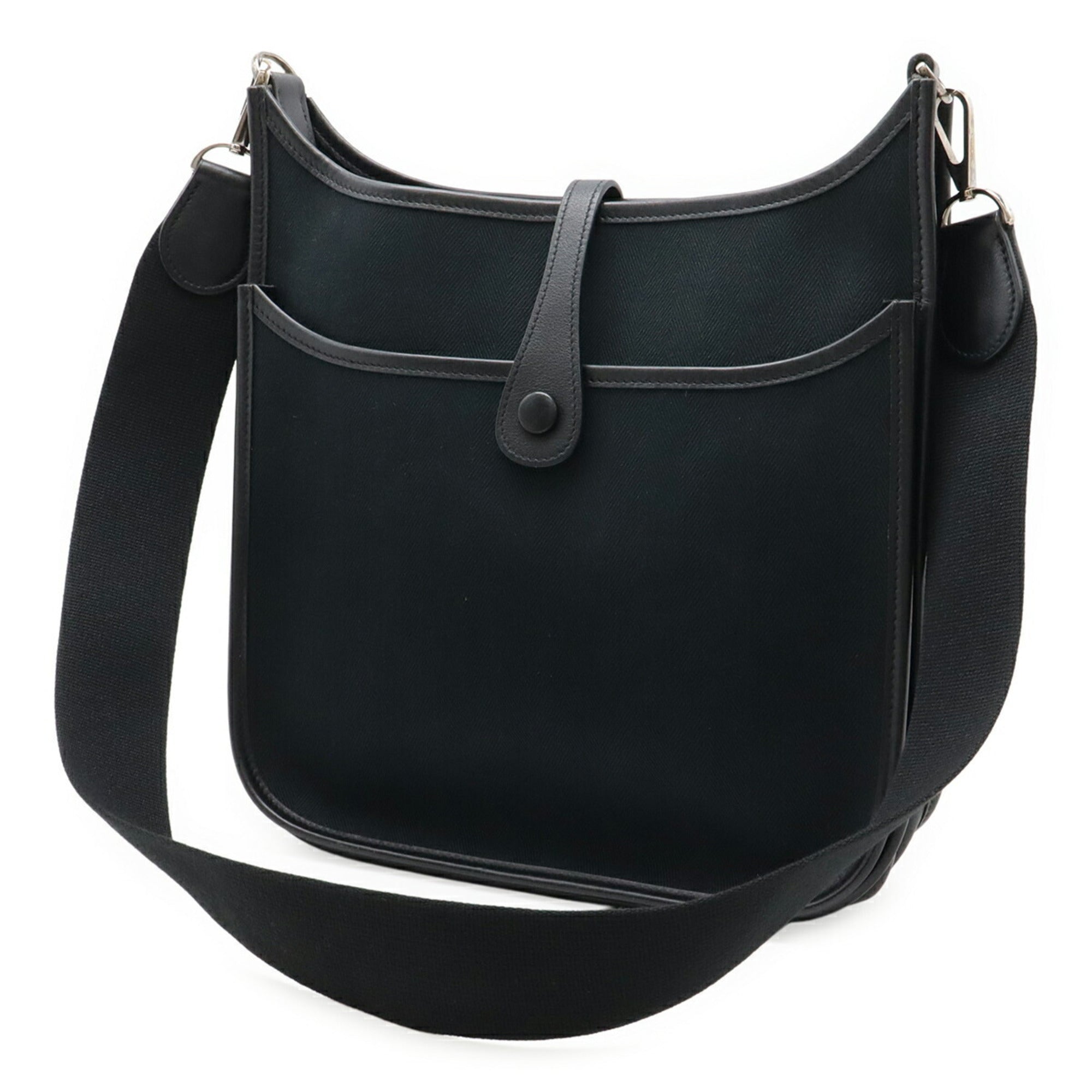 Hermes Black Toile H Leather Shoulder Bag (Pre-Owned)