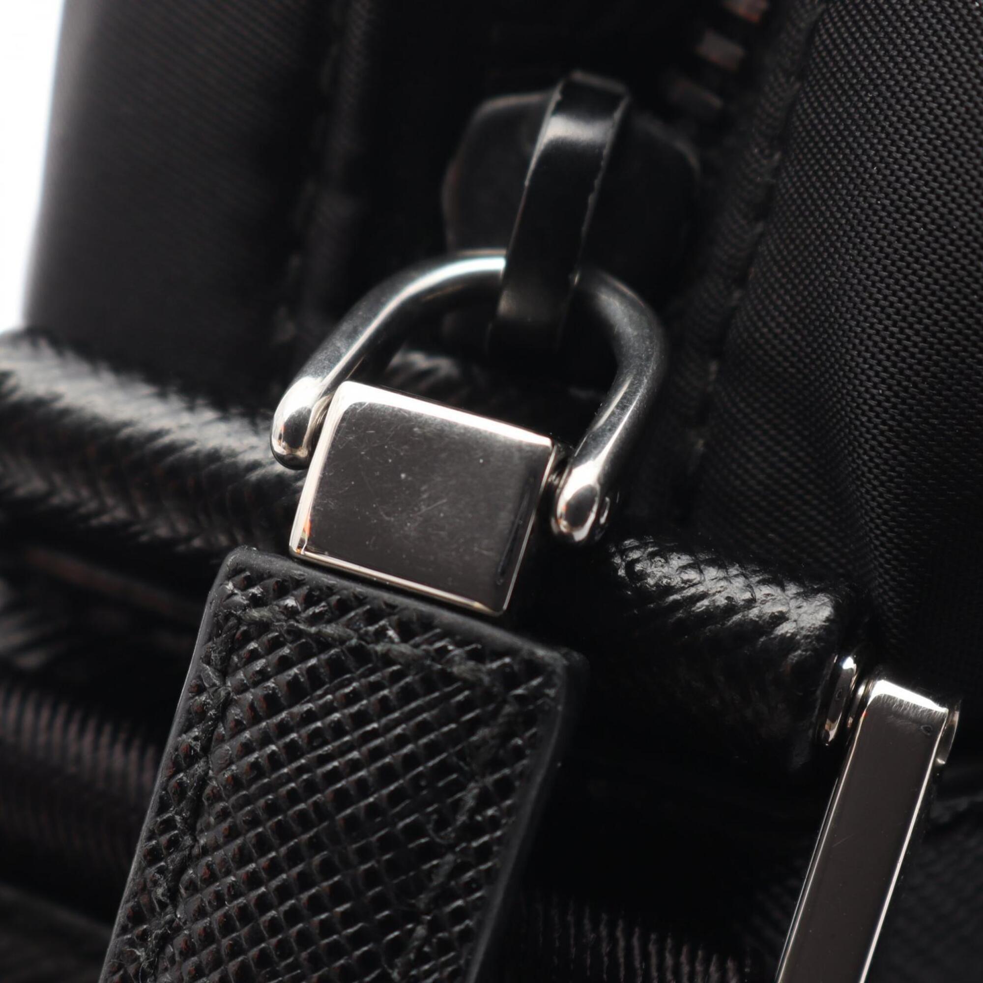 Prada Black Nylon Leather Handbag Shoulder Bag (Pre-Owned)