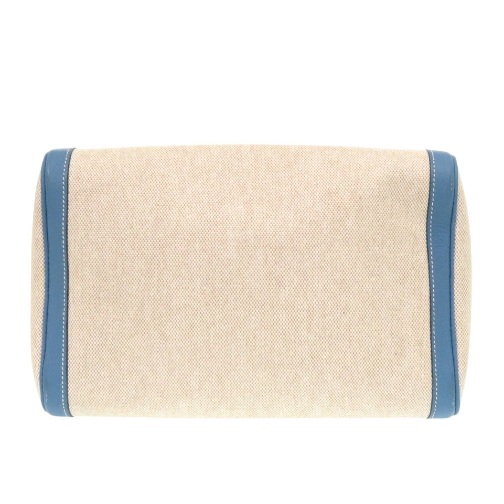 Hermes Blue Toile H Taurillon Clemence Leather Handbag (Pre-Owned)