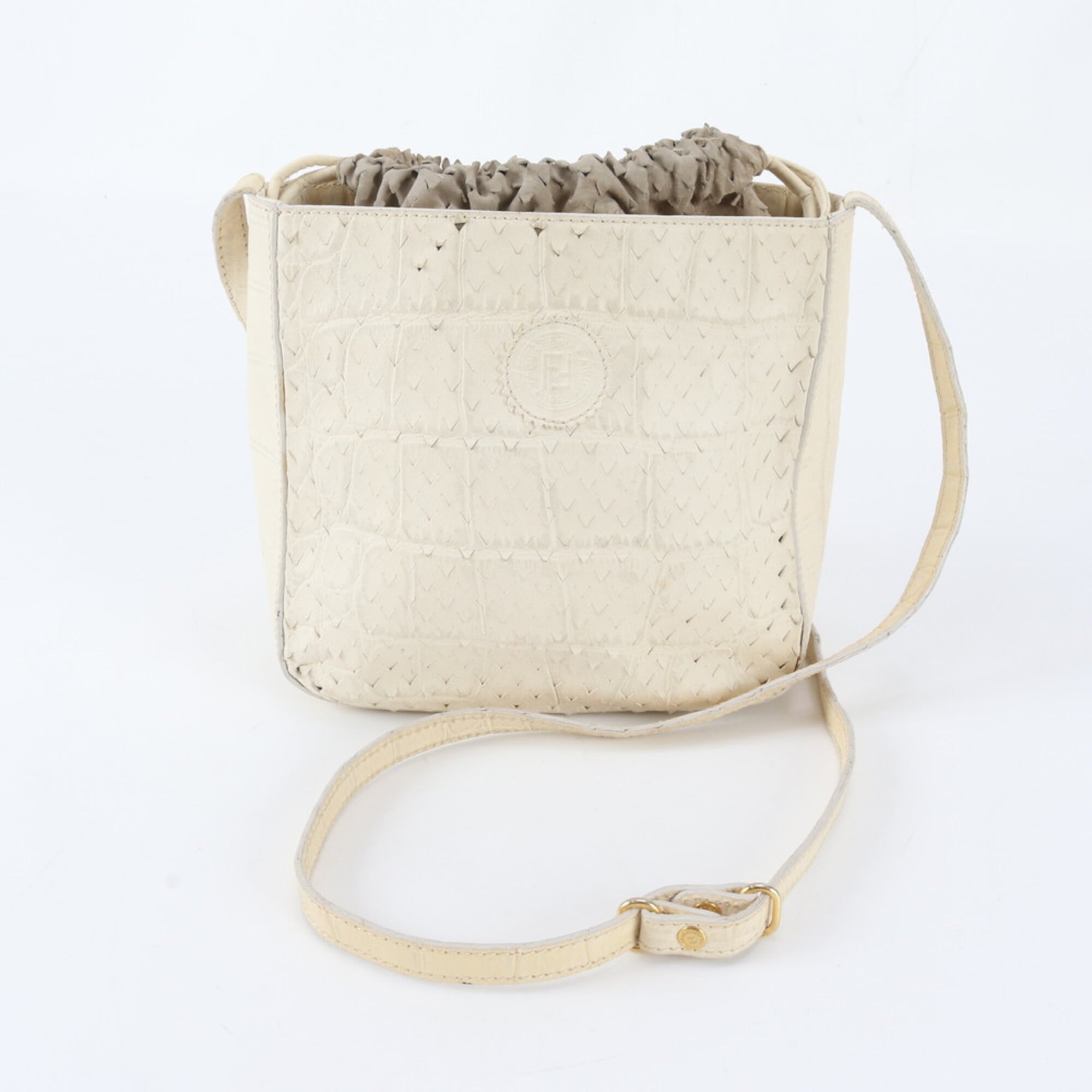 Fendi Ivory Leather Handbag Shoulder Bag Tote Bag (Pre-Owned)