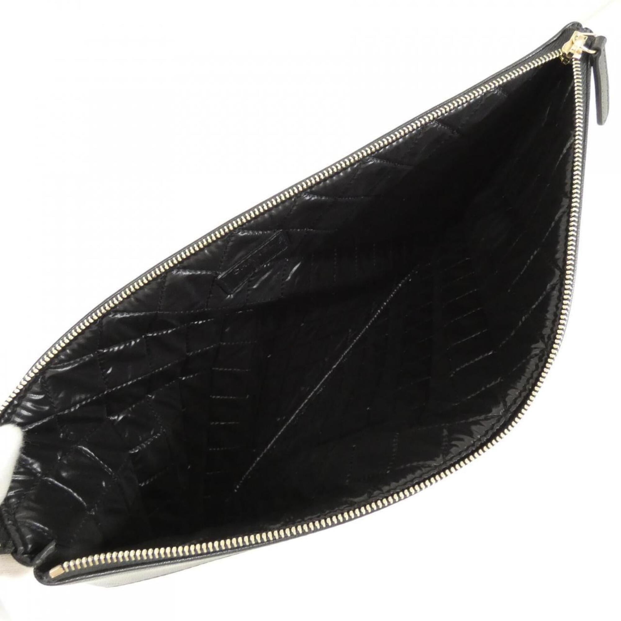 Chanel Beige Black Leather Handbag Pouch (Pre-Owned)