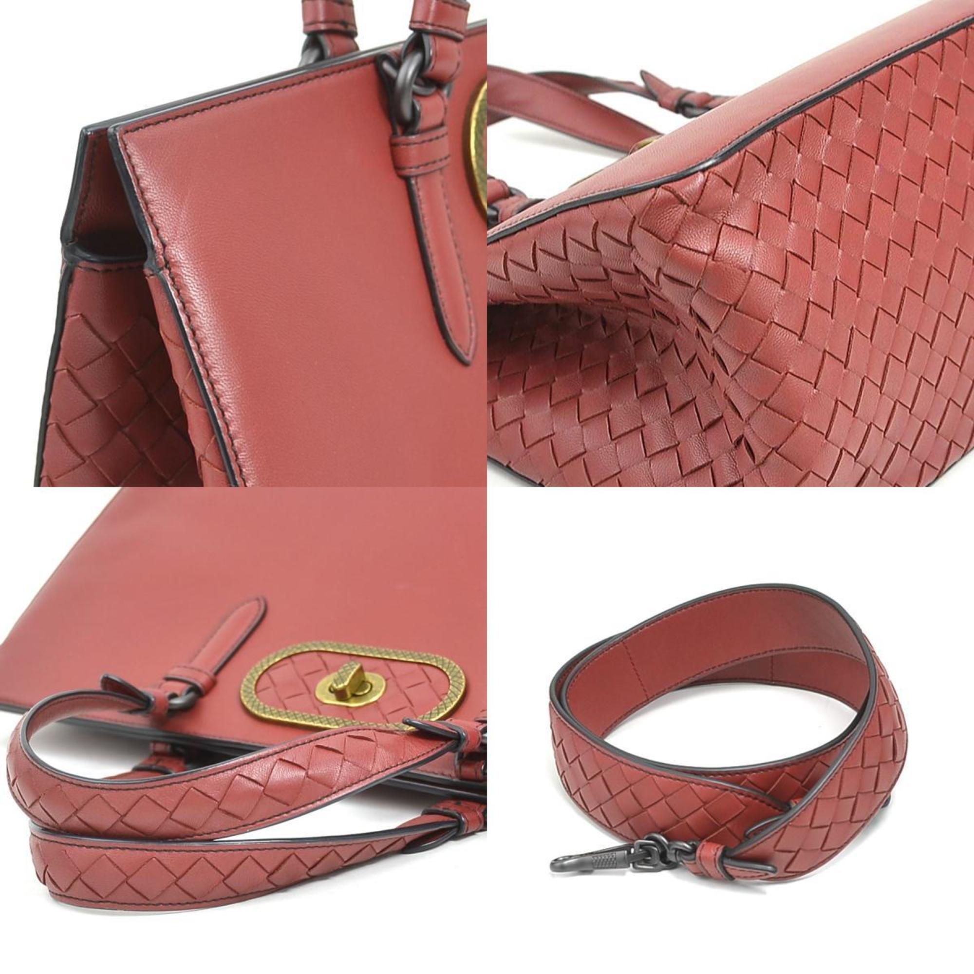 Bottega Veneta Burgundy Intrecciato Handbag Shoulder Bag (Pre-Owned)