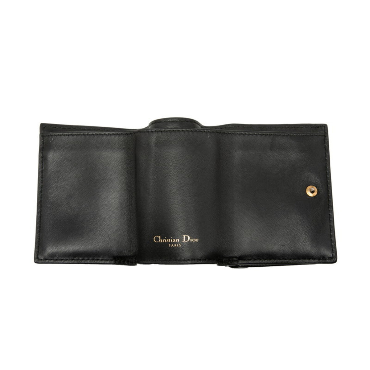 Christian Dior Black Leather Wallet (Tri-Fold) (Pre-Owned)