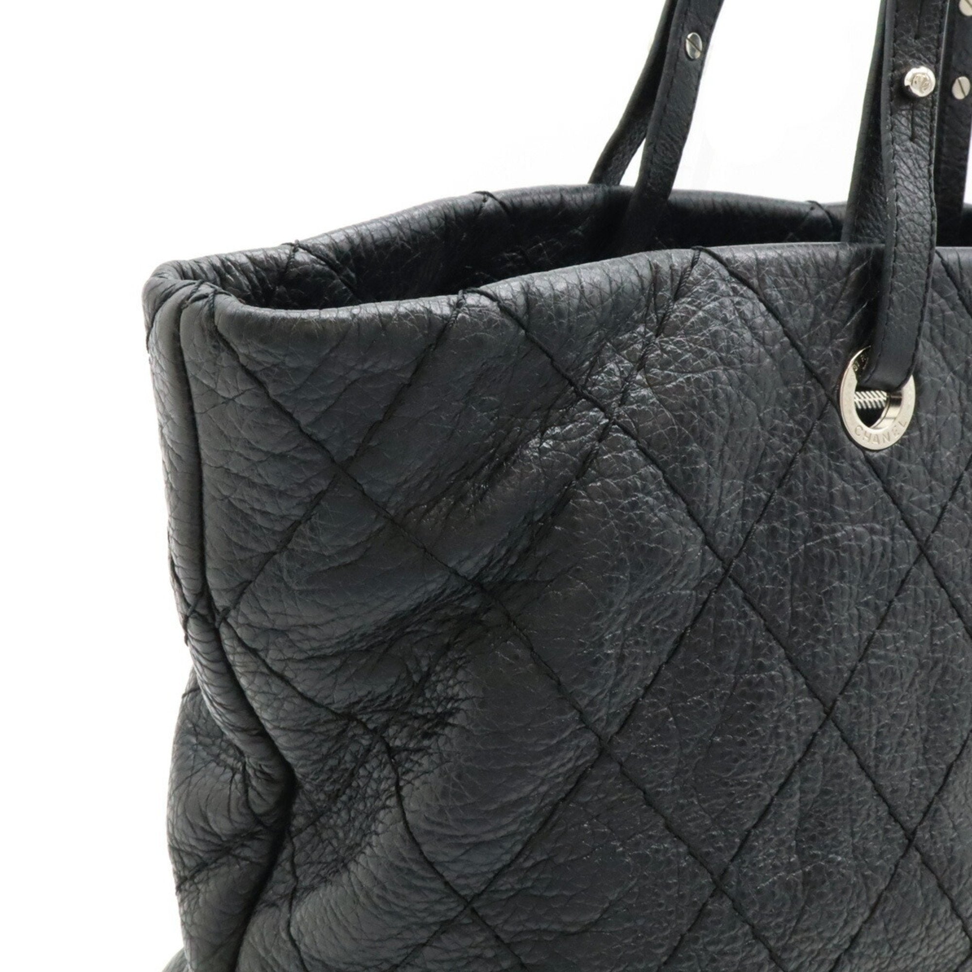 Chanel Black Leather Shoulder Bag Tote Bag (Pre-Owned)