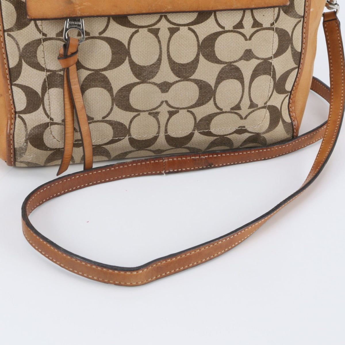 Coach Brown Leather Canvas Handbag Shoulder Bag (Pre-Owned)