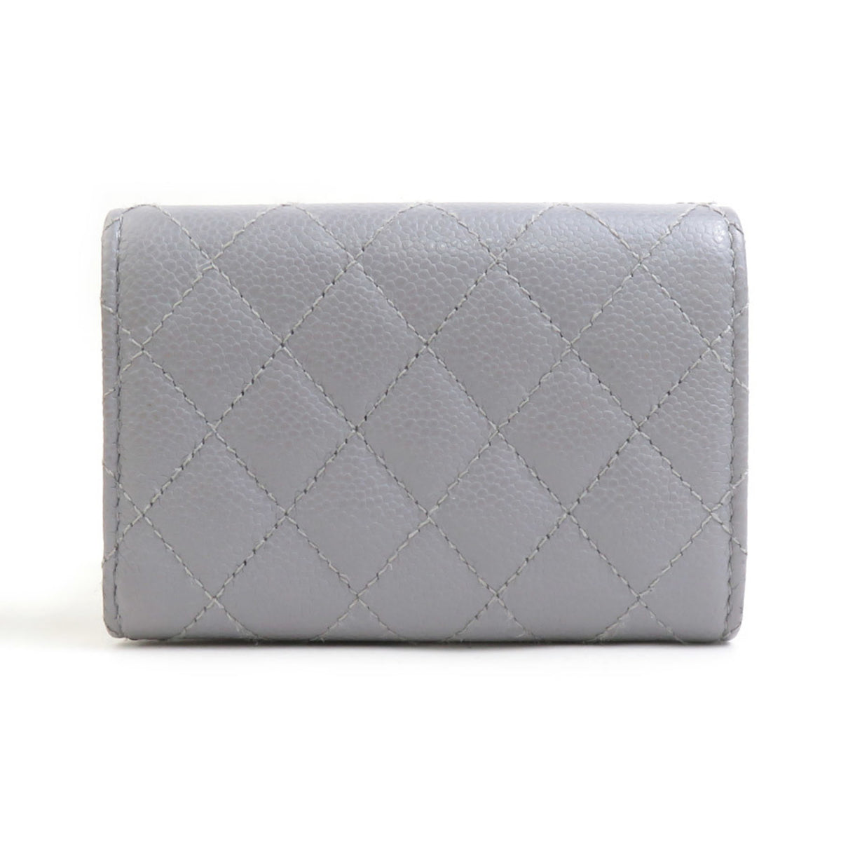 Chanel Light Gray Grained Calfskin Wallet (Tri-Fold) (Pre-Owned)