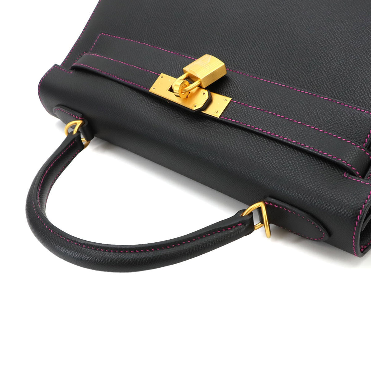 Hermes Black Pink Epsom Leather Handbag (Pre-Owned)