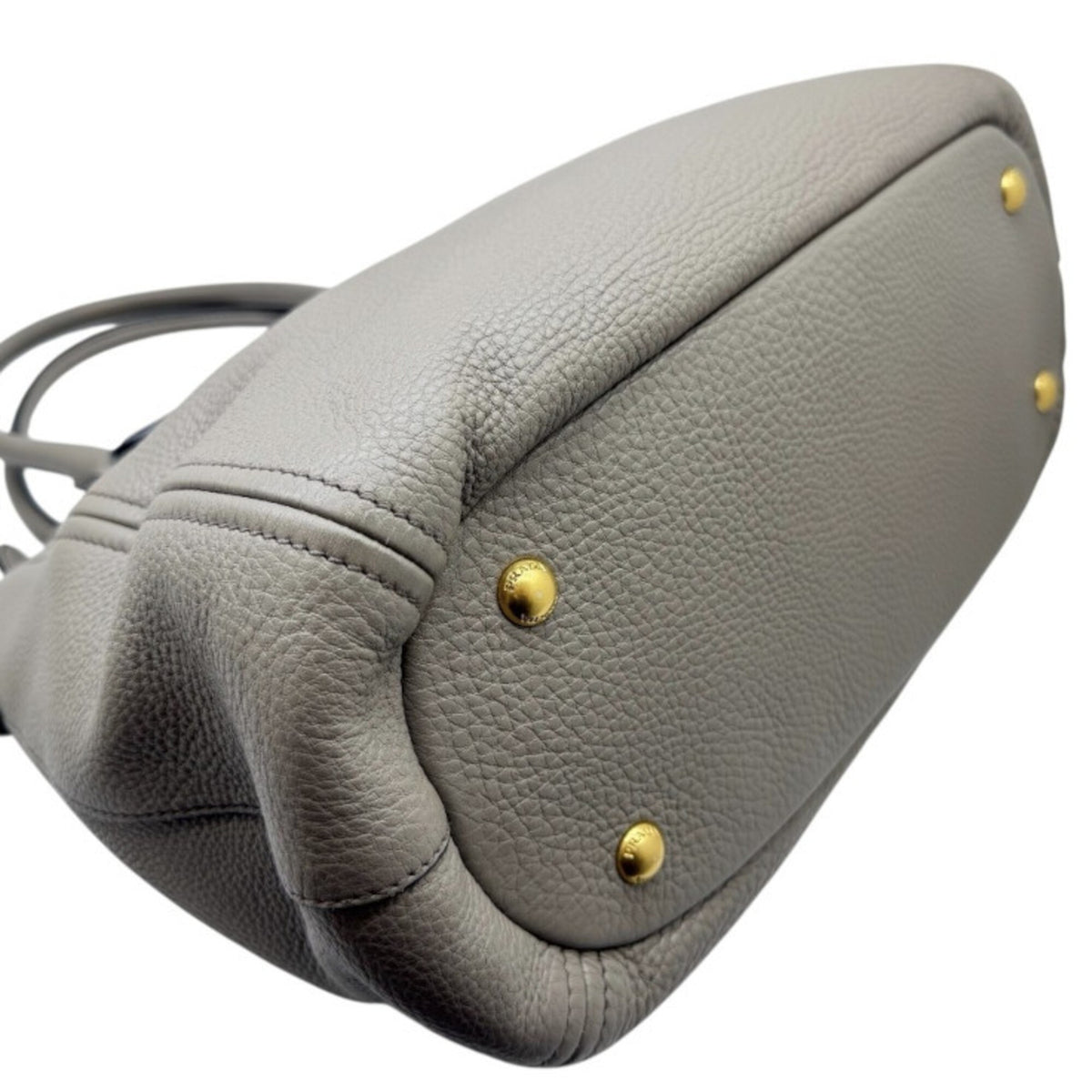 Prada Grayish Leather Handbag Shoulder Bag (Pre-Owned)