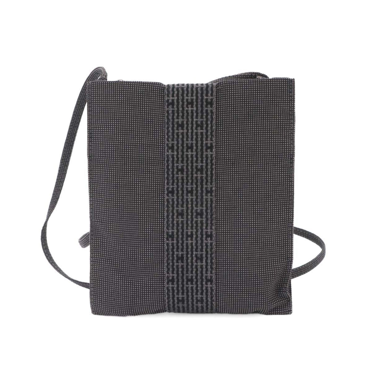Hermes Gray Canvas Handbag Pochette Shoulder Bag (Pre-Owned)