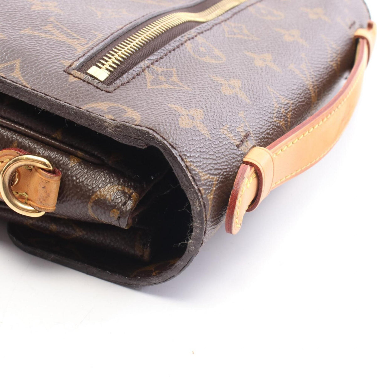 Louis Vuitton Brown Coated Canvas Leather Handbag Pochette (Pre-Owned)