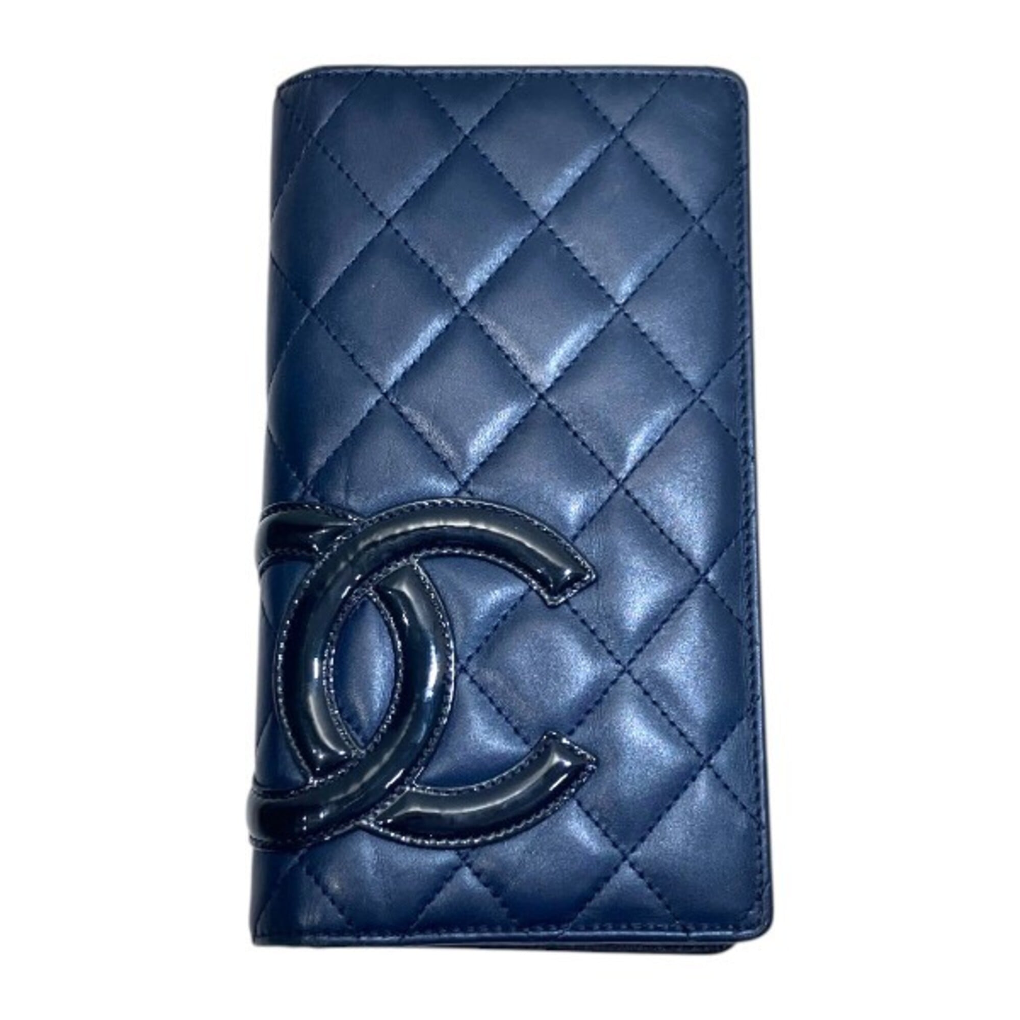 Chanel Navy Leather Long Wallet (Bi-Fold) (Pre-Owned)