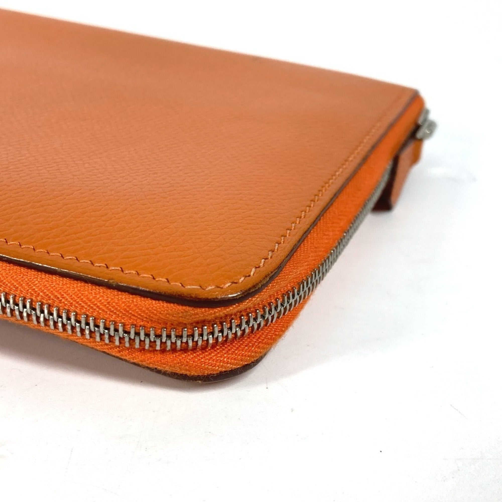 Hermes Orange Leather Long Wallet (Bi-Fold) (Pre-Owned)
