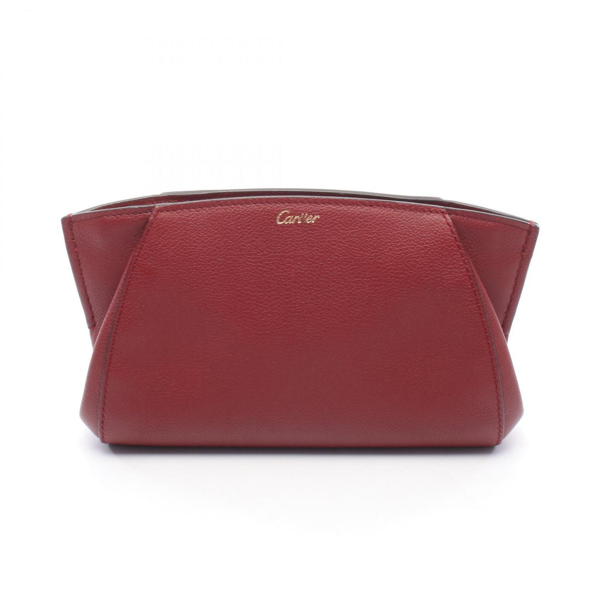 Cartier Bordeaux Leather Clutch Bag Handbag (Pre-Owned)